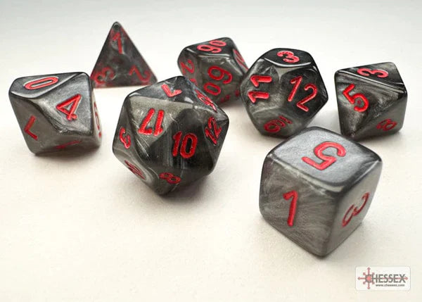 Chessex: Mini Polyhedral Dice set - Velvet - Black / Red (Online Order Only)