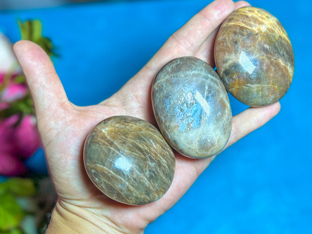 Chocolate Moonstone Crystal Palmstones (ONLINE ORDER ONLY)
