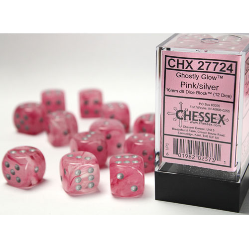 Chessex: D6 Ghostly Glow DICE SET - 16MM (Online Order Only)