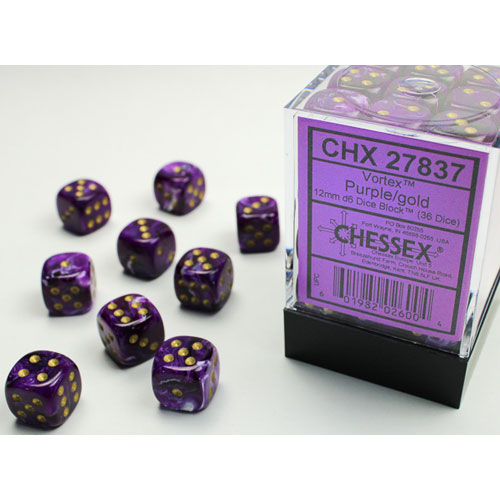 Chessex: D6  Vortex Dice sets - 12mm (ONLINE ORDER ONLY)