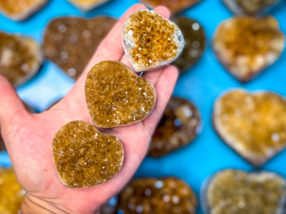 Raw Citrine Hearts, Ethically Sourced for Valentines Day Gift