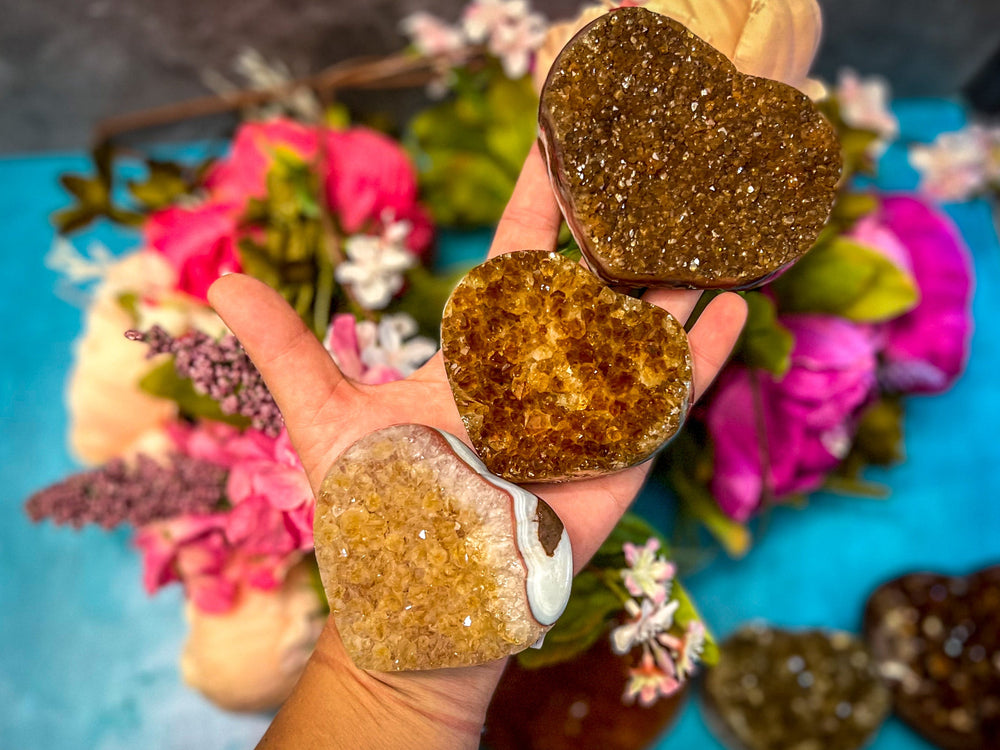 Raw Citrine Hearts, Ethically Sourced for Valentines Day Gift