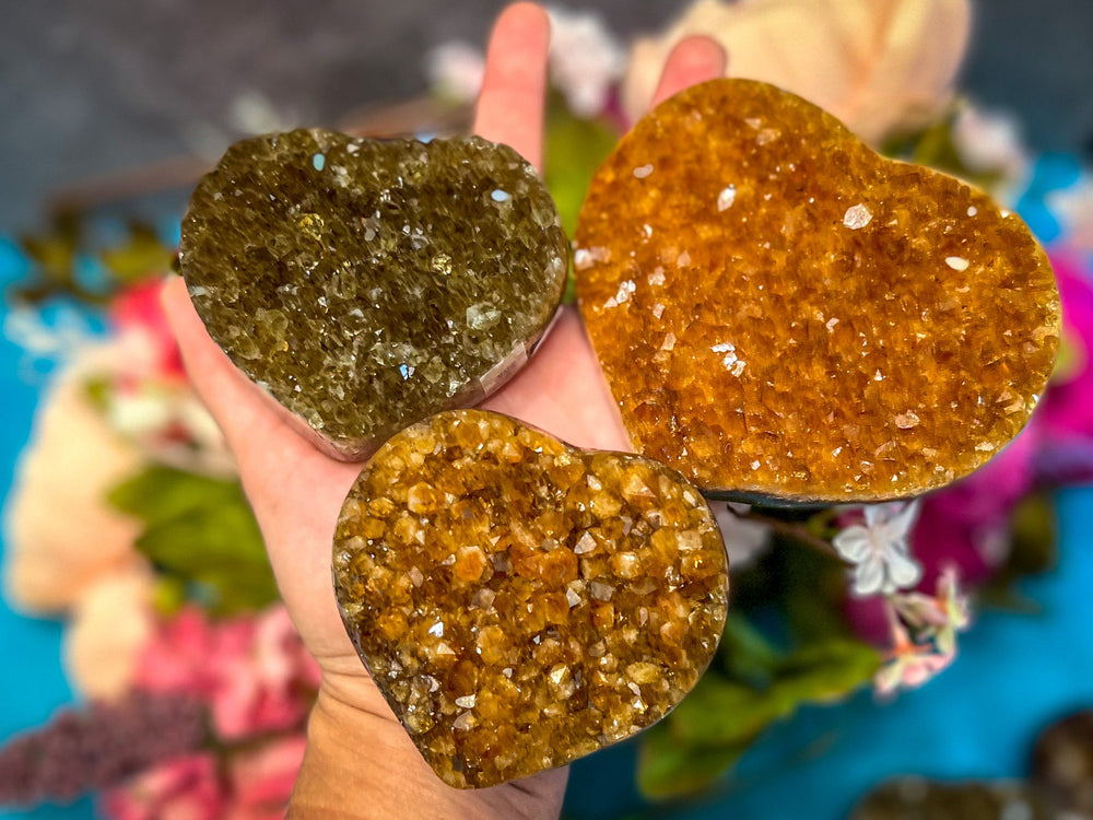 Raw Citrine Hearts, Ethically Sourced for Valentines Day Gift