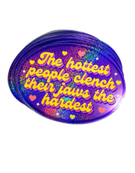 Holographic Glitter Sticker- Hottest Clench Jaws Retro Oval Sticker (ONLINE ORDER ONLY)