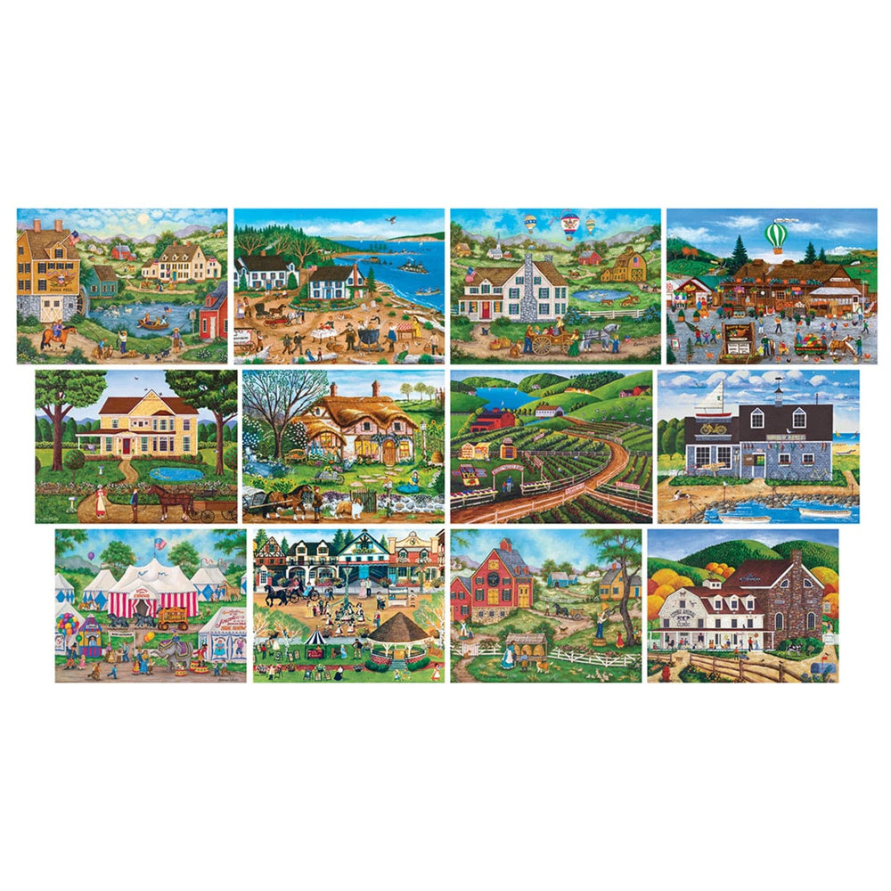 Folk Art Jigsaw Puzzle Collection - 12-Pack