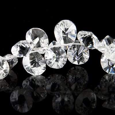 Crystal Quartz Beads Pear Briolette Concave Faceted Pavilion (ONLINE ORDER ONLY)