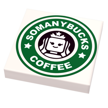 Big Somanybucks Coffee Sign (2x2 Tile) - B3 Customs made using LEGO parts (Online Order Only)
