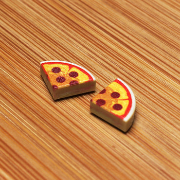 2 Slices of Pepperoni Pizza - Custom Printed (1x1 Curved Tile) made using LEGO parts (Online Order Only)