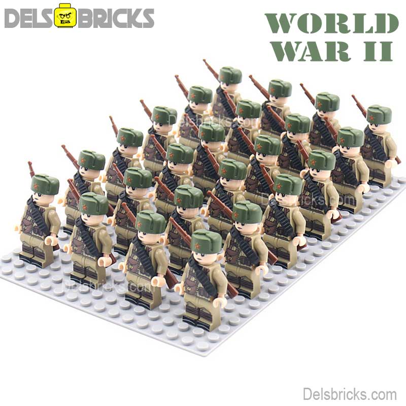 World War 2 Russian Soldiers set of 24 Lego Minifigures Custom Toys d264 (ONLINE ORDER ONLY)