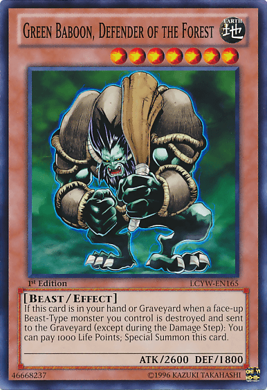 Green Baboon, Defender of the Forest [LCYW-EN165] Common (ONLINE ORDER ONLY)