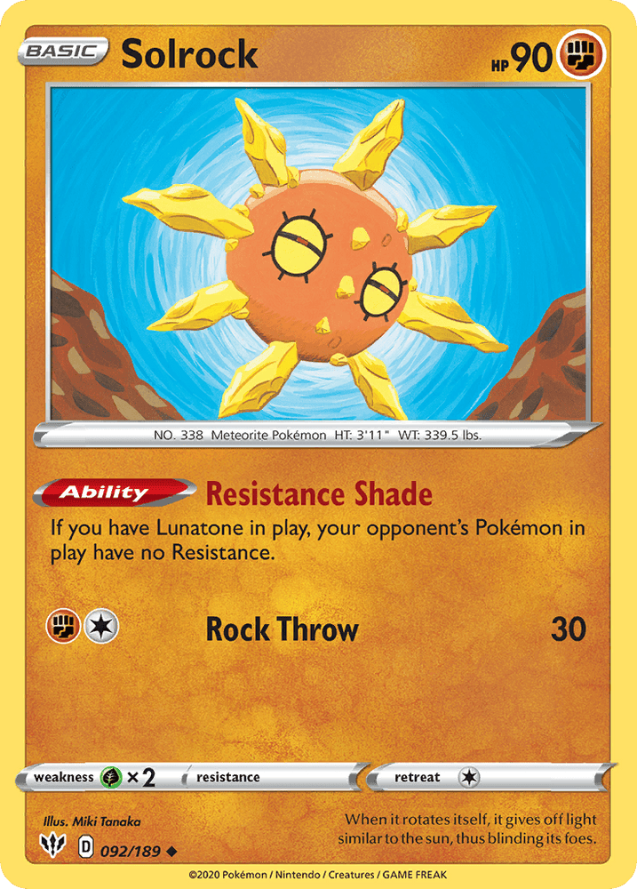 Solrock (092/189) [Sword & Shield: Darkness Ablaze] (Online Only)