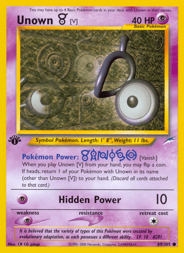 Unown [V] (89/105) [Neo Destiny 1st Edition] (Online Only)