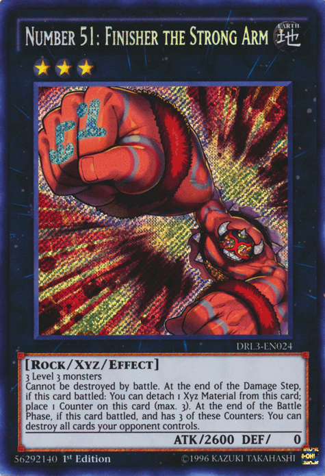 Number 51: Finisher the Strong Arm [DRL3-EN024] Secret Rare (ONLINE ORDER ONLY)