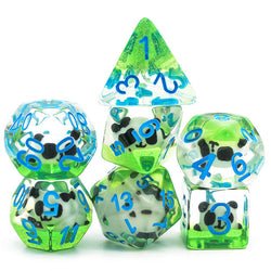 Panda on Green Field w/ Glitter 7-Dice Set (Online Only)