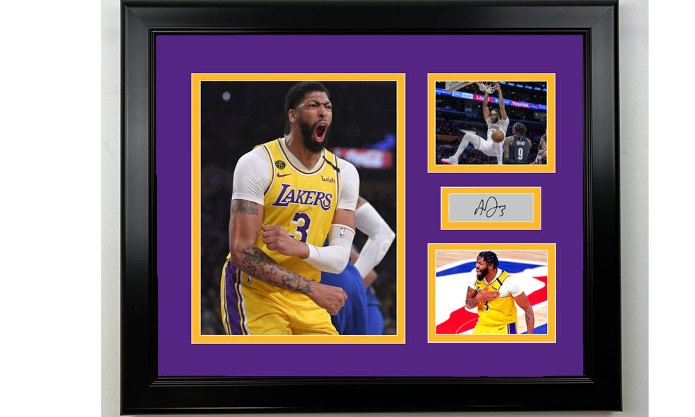 Framed Anthony Davis Los Angeles Lakers Facsimile Laser Engraved Signature Basketball 14x11 3 Photo Collage (ONLINE ORDER ONLY)