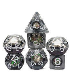Compass Dice 7-Dice Set Clear w/ Moving Compass Inside Glitter Base Dnd (Online Only)