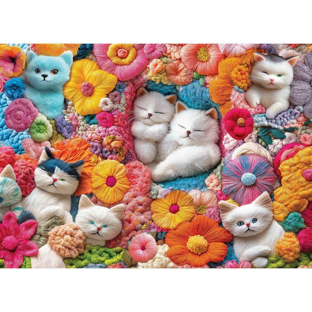Handcrafted Menagerie - Cozy Cat Bouquet 1000 Piece Jigsaw Puzzle