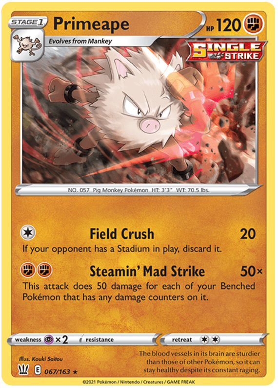 Primeape (067/163) [Sword & Shield: Battle Styles] (Online Only)