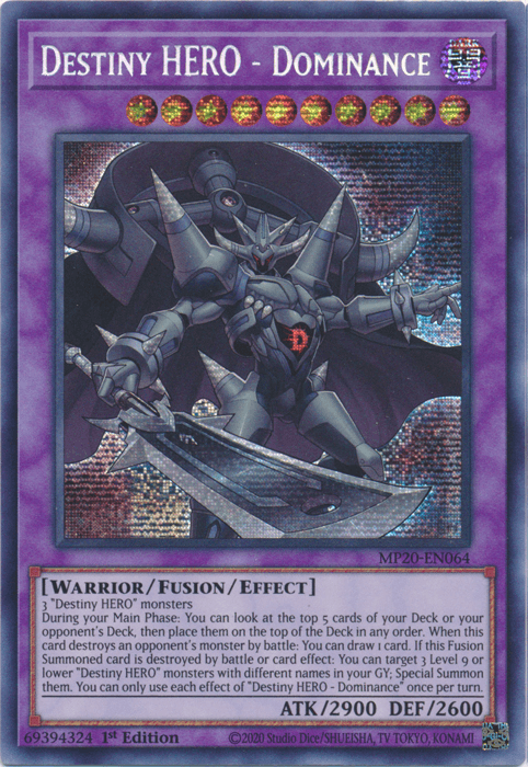 Destiny Hero - Dominance [MP20-EN064] Prismatic Secret Rare (ONLINE ORDER ONLY)