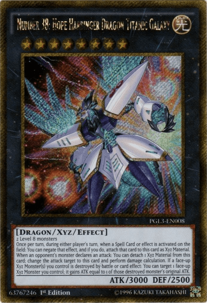 Number 38: Hope Harbinger Dragon Titanic Galaxy [PGL3-EN008] Gold Secret Rare (ONLINE ORDER ONLY)