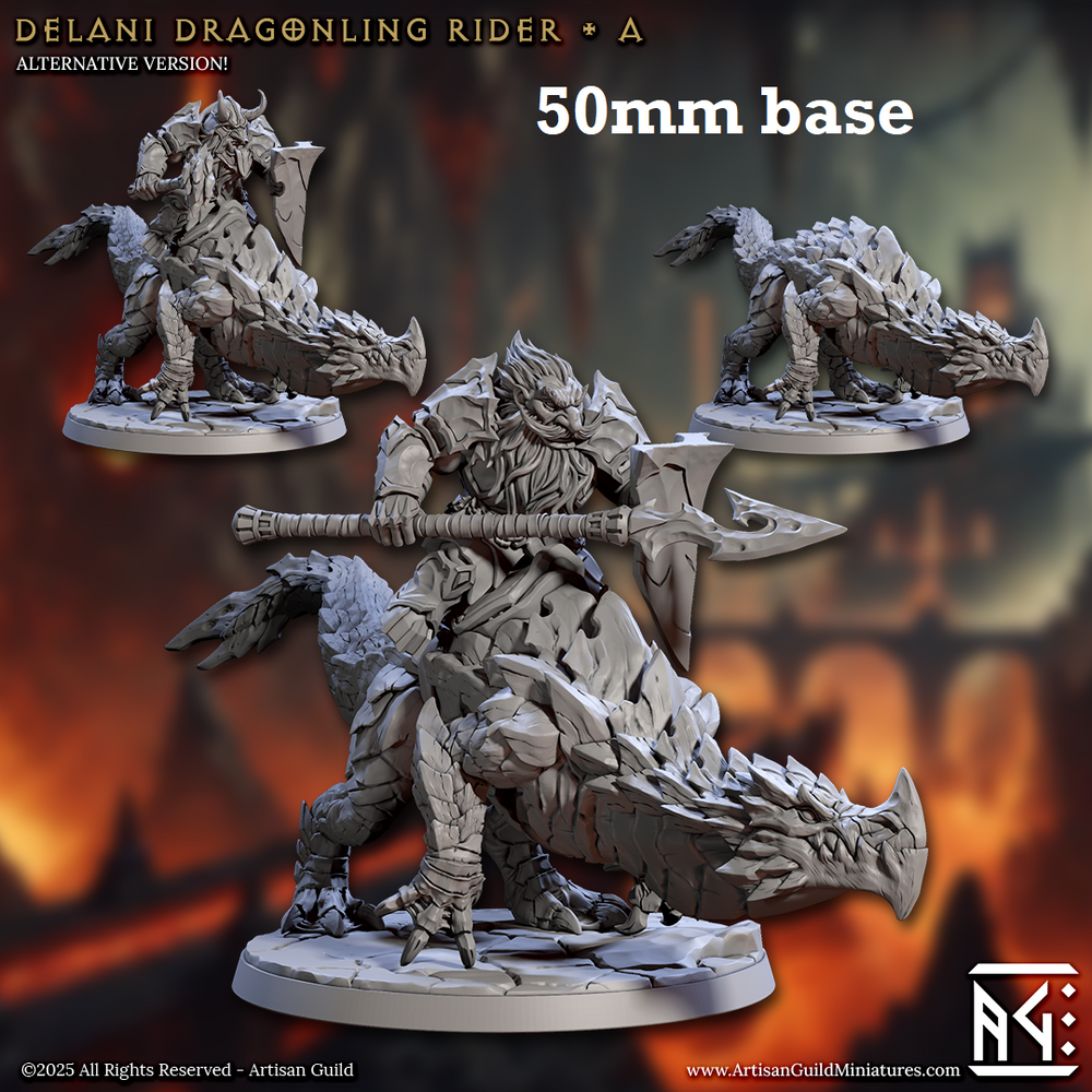 Delani Dragonling Rider: Sculpt A (Dwarven Dragonrider Cavalry Unit) (Online Order Only)
