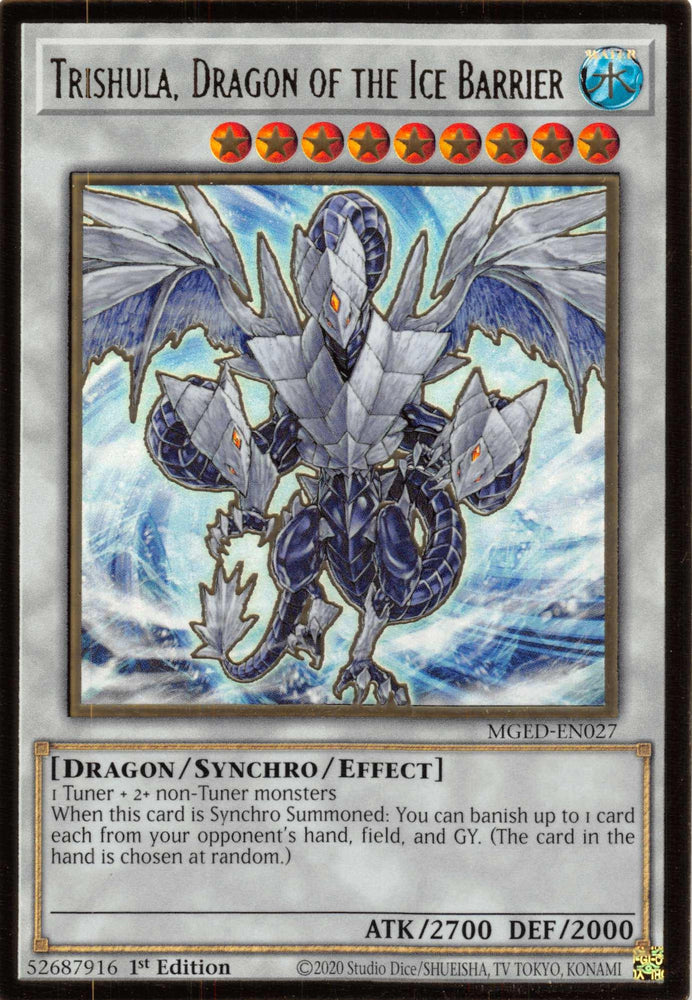 Trishula, Dragon of the Ice Barrier [MGED-EN027] Gold Rare (ONLINE ORDER ONLY)