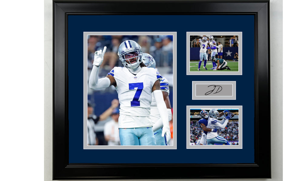 Framed Trevon Diggs Dallas Cowboys Facsimile Laser Engraved Signature Football 14x11 3 Photo Collage (ONLINE ORDER ONLY)