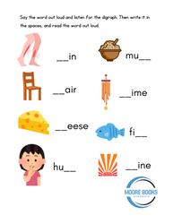 Consonant Digraphs - Printable Worksheets Plus Video (ONLINE ORDER ONLY)