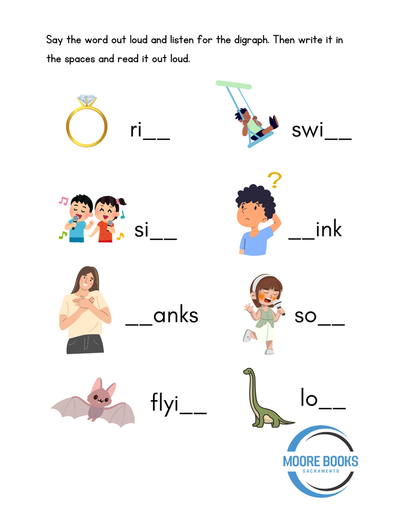 Consonant Digraphs - Printable Worksheets Plus Video (ONLINE ORDER ONLY)