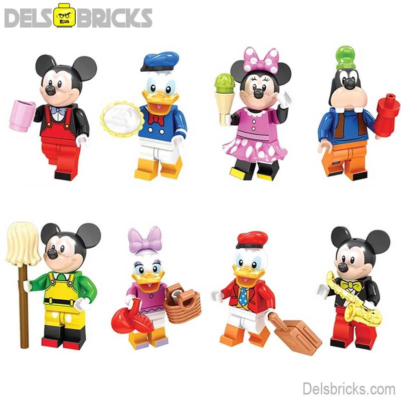 Disney Mickey & Minnie Mouse set of 8 Lego Minifigures Custom Toys (ONLINE ORDER ONLY)