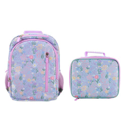 Disney Minnie Mouse Lilac Floral 14-inch Youth Backpack & Insulated Lunch Kit Set (Online Order Only)