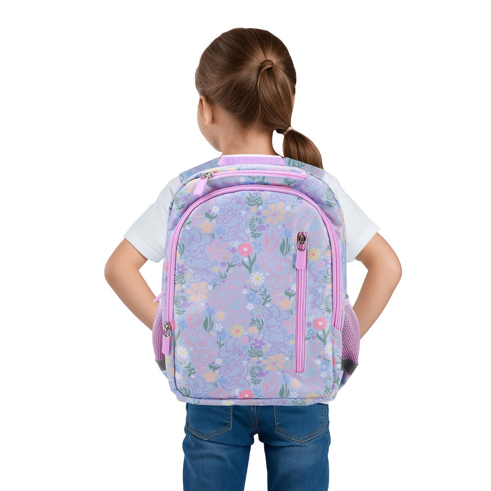 Disney Minnie Mouse Lilac Floral 14-inch Youth Backpack & Insulated Lunch Kit Set (Online Order Only)