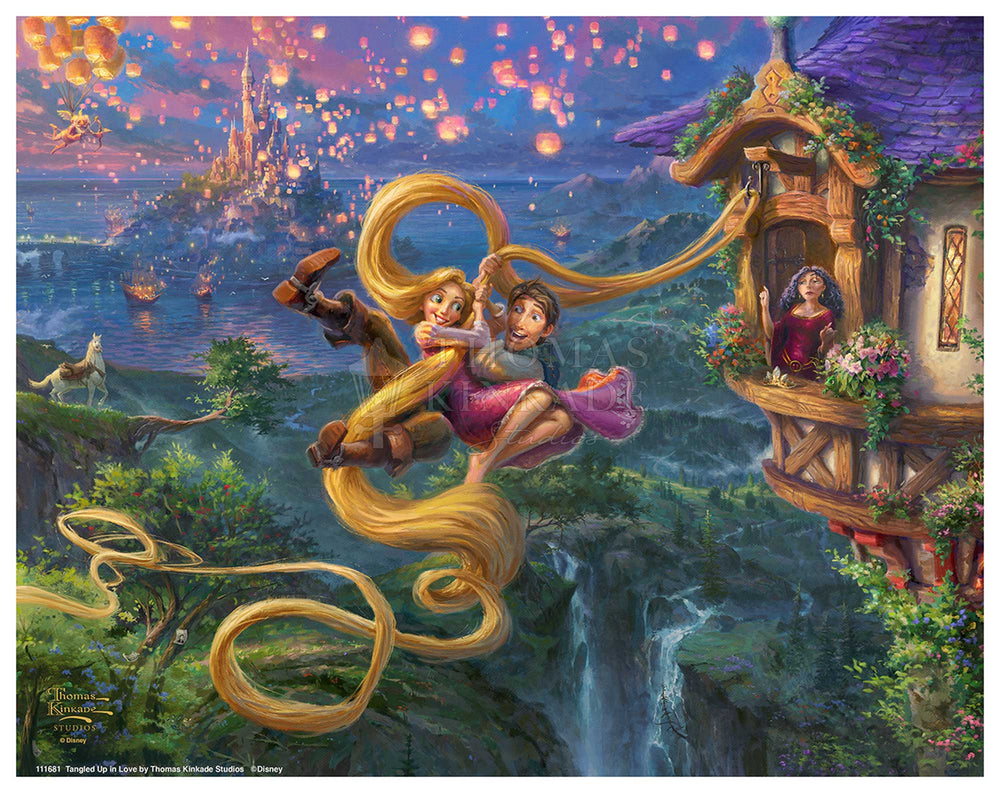 Disney: Rapunzel and Flynn Tangled Up in Love - Thomas Kinkade Framed Art Print (ONLINE ORDER ONLY)
