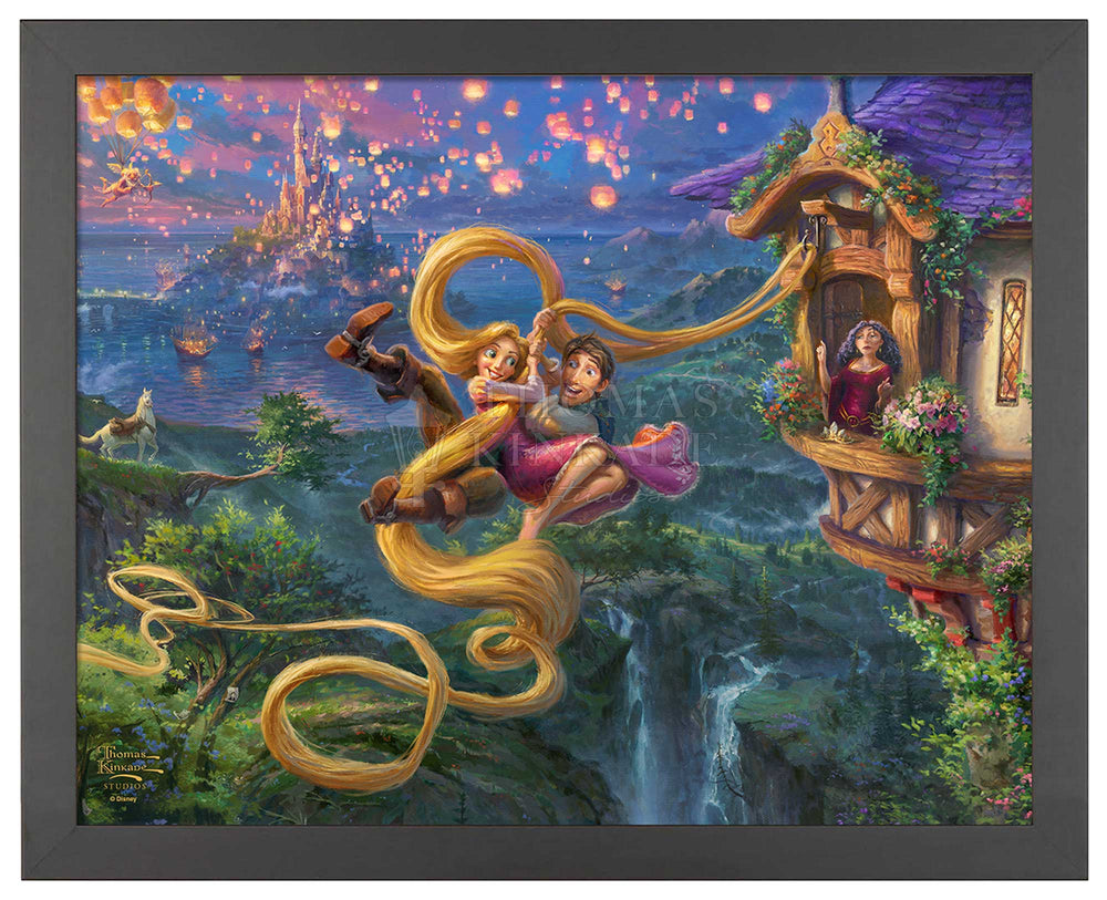 Disney: Rapunzel and Flynn Tangled Up in Love - Thomas Kinkade Framed Art Print (ONLINE ORDER ONLY)
