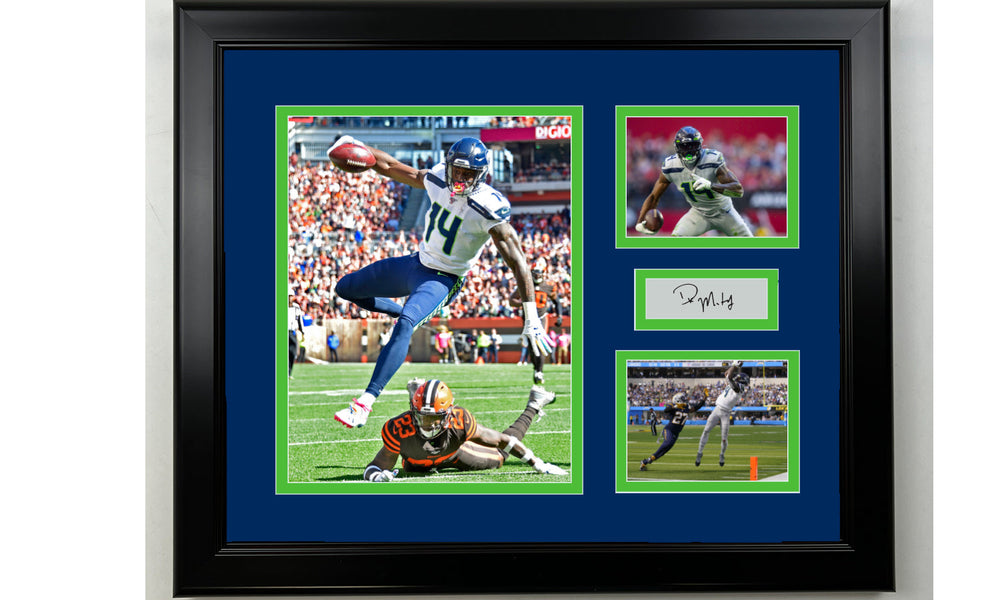 Framed DK Metcalf Seattle Seahawks Facsimile Laser Engraved Signature Football 14x11 3 Photo Collage (ONLINE ORDER ONLY)