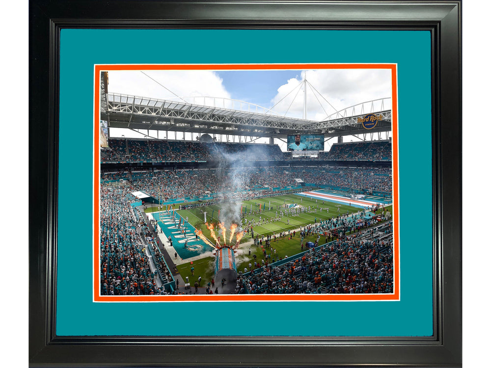 Framed Hard Rock Stadium Miami Dolphins 11"x14" Football Photo Professionally Matted