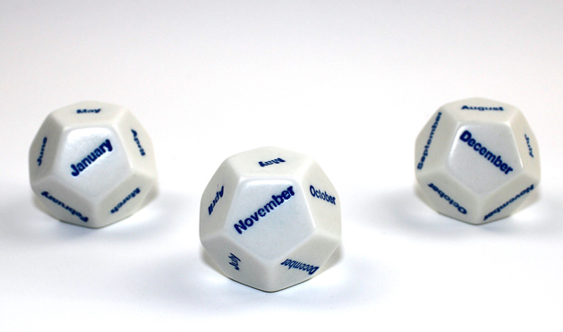 28mm d12 Month Dice White/Blue | Dice to decide the month (Online Only)