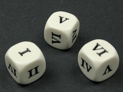 16mm Opaque d6 Roman Numerals I-II-III-IV-V-VI White/black (sold per piece) (Online Only)