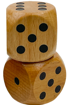 30mm Wood d6 Dice Natural/black | Twice as large as standard dice (Online Only)