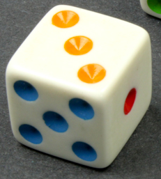 16mm Opaque d6 White/Multi-colored pips | Colorful Novelty Dice (Online Only)