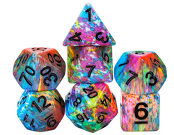 Multi-Colour Mix Pattern Dice 7-Dice Set w/Black Dnd Dice Resin (Online Only)