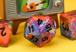 Multi-Colour Mix Pattern Dice 7-Dice Set w/Black Dnd Dice Resin (Online Only)