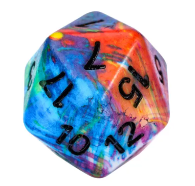 Multi-Colour Mix Pattern Dice 7-Dice Set w/Black Dnd Dice Resin (Online Only)