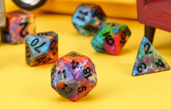 Multi-Colour Mix Pattern Dice 7-Dice Set w/Black Dnd Dice Resin (Online Only)