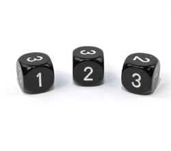 Opaque Black/white 16mm d3 (d6 w/ 1-2-3 twice) Black/white (SOLD PER PIECE) (Online Only)