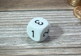 Opaque White /black 16mm d3 (d6 w/ 1-2-3 twice) White/black (SOLD PER PIECE) (Online Only)