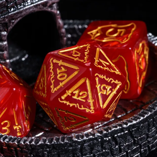 Giant Fighter Pearl Dice (7) with Gold Numbers JUMBO Dice Set (Available in Several Colors) (Online Only)