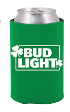 St. Patrick's Day Green Bud Light AB Cooler  Fits 12 oz Aluminum Can Coozie (Online Only)