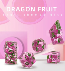 Dragon Fruit Themed Dice | 7-Dice Resin Dice Set Dnd Role Playing Set (Online Only)