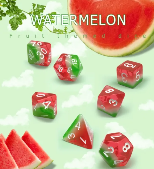 Watermelon  | 7-Dice Resin Dice Set DND Dice Layered Dice (Online Only)